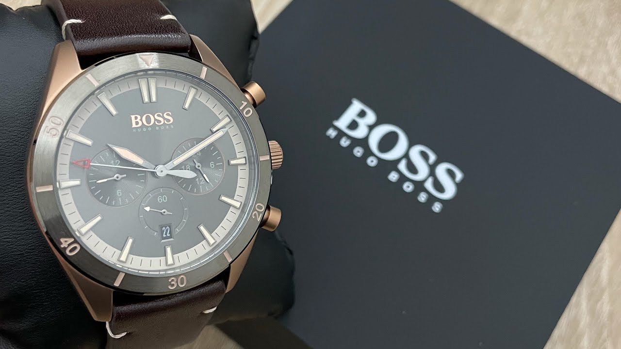 Hugo Boss Grand Prix Grey Dial Brown Leather Strap Watch for Men -  1513476 Watches Hugo Boss   