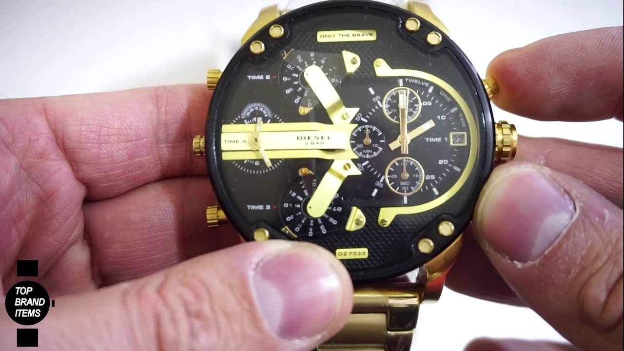 Diesel Mr Daddy 2.0 Black Dial Gold Stainless Steel Watch For Men - DZ7333 Watches Diesel   
