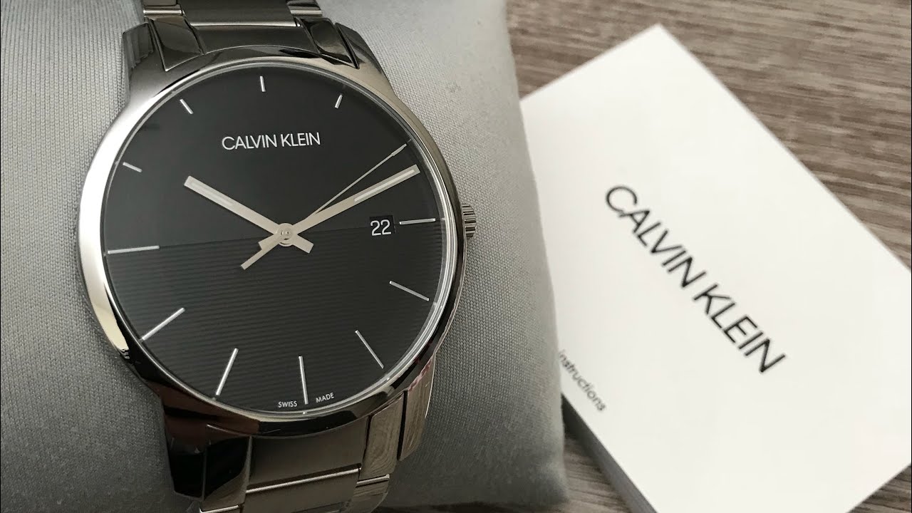 Calvin Klein City Black Dial Silver Steel Strap Watch for Men - K2G2G14C Watches Calvin Klein   