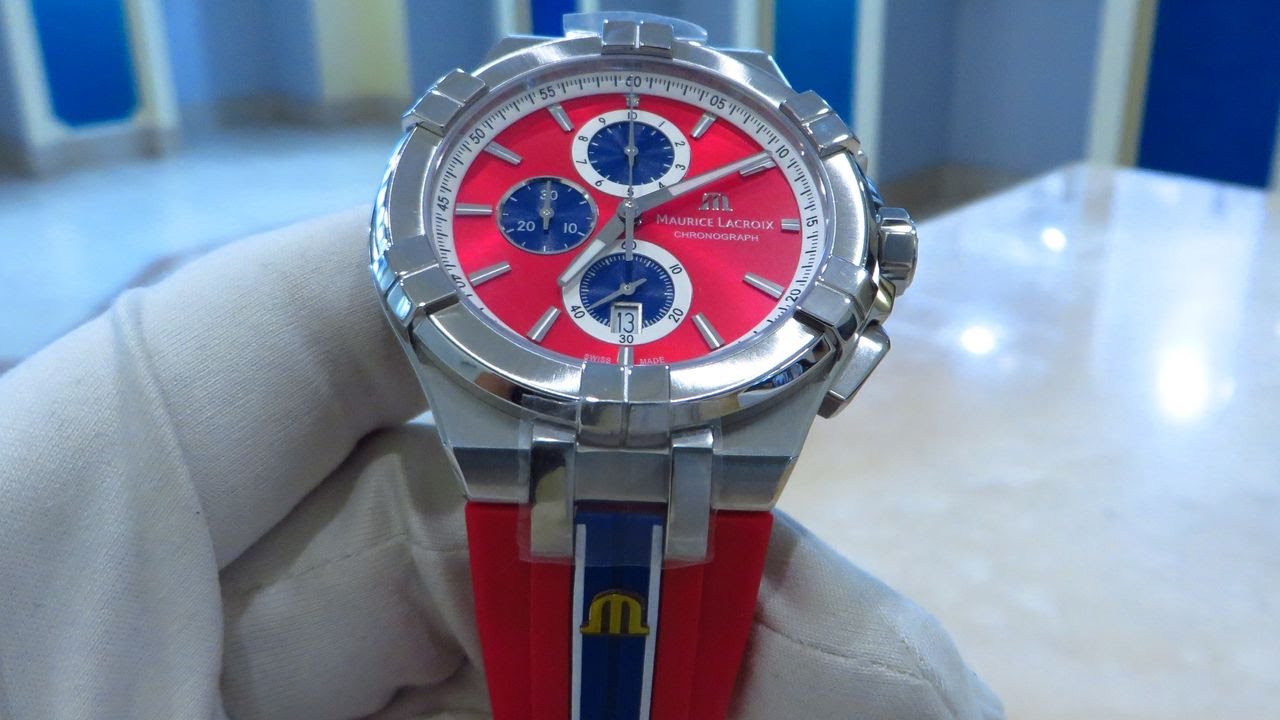 Maurice Lacroix Aikon Beach Volley Vikings Limited Edition Red Dial Red Rubber Strap Watch for Men - AI1018-SS001-530-6 Watches Maurice Lacroix   
