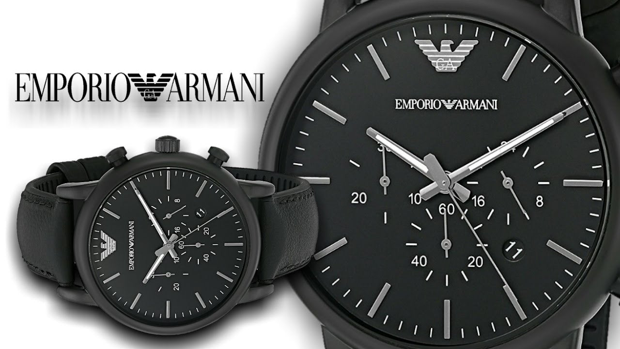 Emporio Armani Luigi Chronohraph Black Dial Black Leather Strap Watch For Men - AR1970 Watches Emporio Armani   