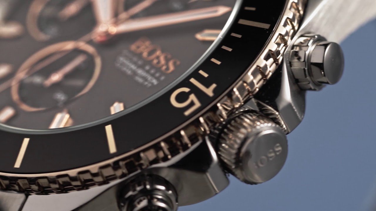 Hugo Boss Ocean Edition Black Dial Two Tone Steel Strap Watch for Men - 1513705 Watches Hugo Boss   