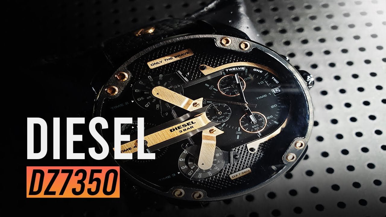 Diesel Mr Daddy 2.0 Black Dial Black Leather Strap Watch For Men - DZ7350 Watches Diesel   