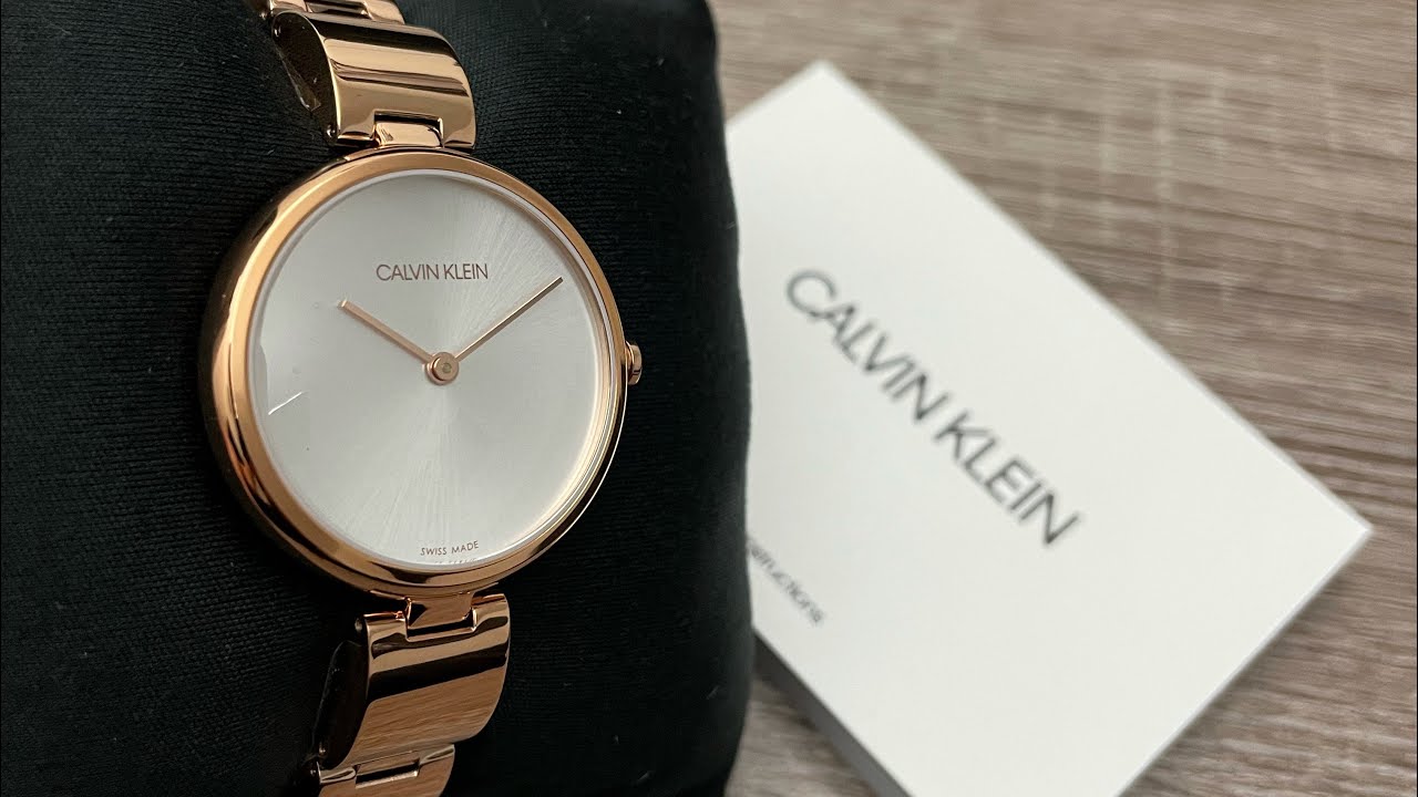 Calvin Klein Wavy White Dial Rose Gold Steel Strap Watch for Women - K9U23646 Watches Calvin Klein   