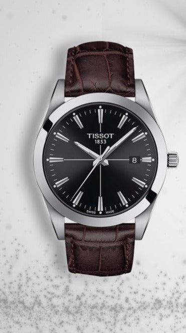 Tissot Gentlemen Black Dial Brown Leather Strap Watch for Men - T127.410.16.051.01 Watches Tissot   