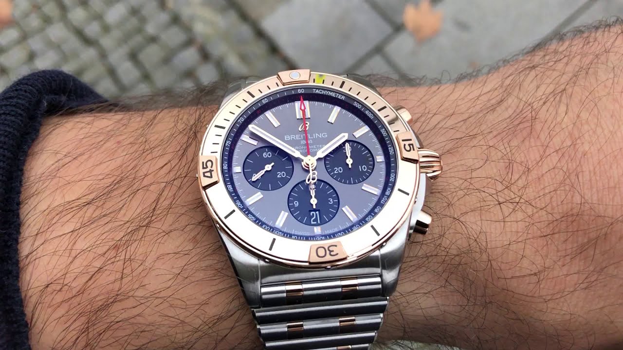 Breitling Chronomat B01 42mm Blue Dial Two Tone Steel Strap Watch for Men - UB0134101C1U1 Watches Breitling   