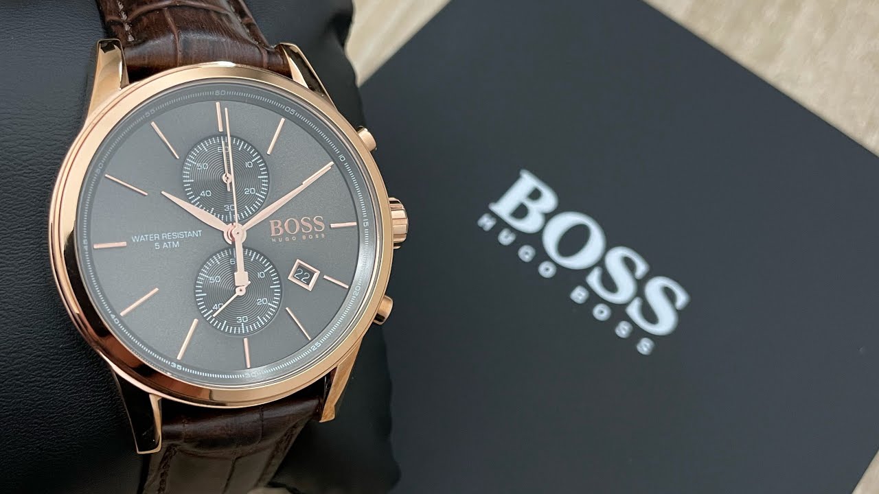 Hugo Boss Jet Grey Dial Brown Leather Strap Watch for Men - 1513281 Watches Hugo Boss   