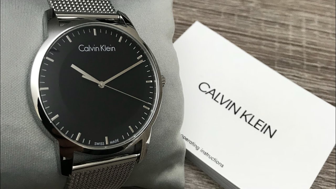 Calvin Klein City Chronograph Black Dial Silver Mesh Bracelet Watch for Men - K2G2G121 Watches Calvin Klein   