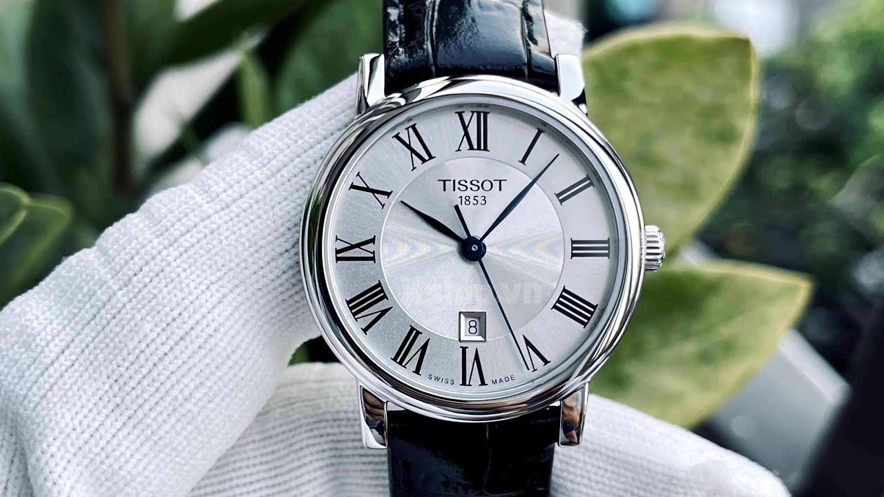 Tissot Carson Premium Lady Silver Dial Black Leather Strap Watch For Women - T122.210.16.033.00 Watches Tissot   