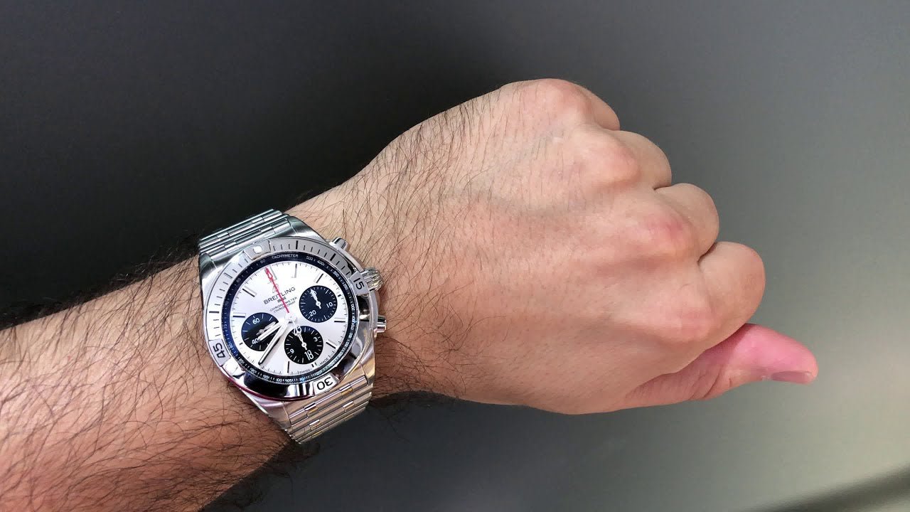 Breitling Chronomat B01 42mm Silver Dial Silver Steel Strap Watch for Men - AB0134101G1A1 Watches Breitling   