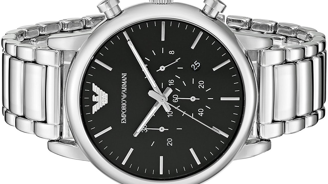 Emporio Armani Luigi Black Dial Silver Stainless Steel Watch For Men - AR1894 Watches Emporio Armani   