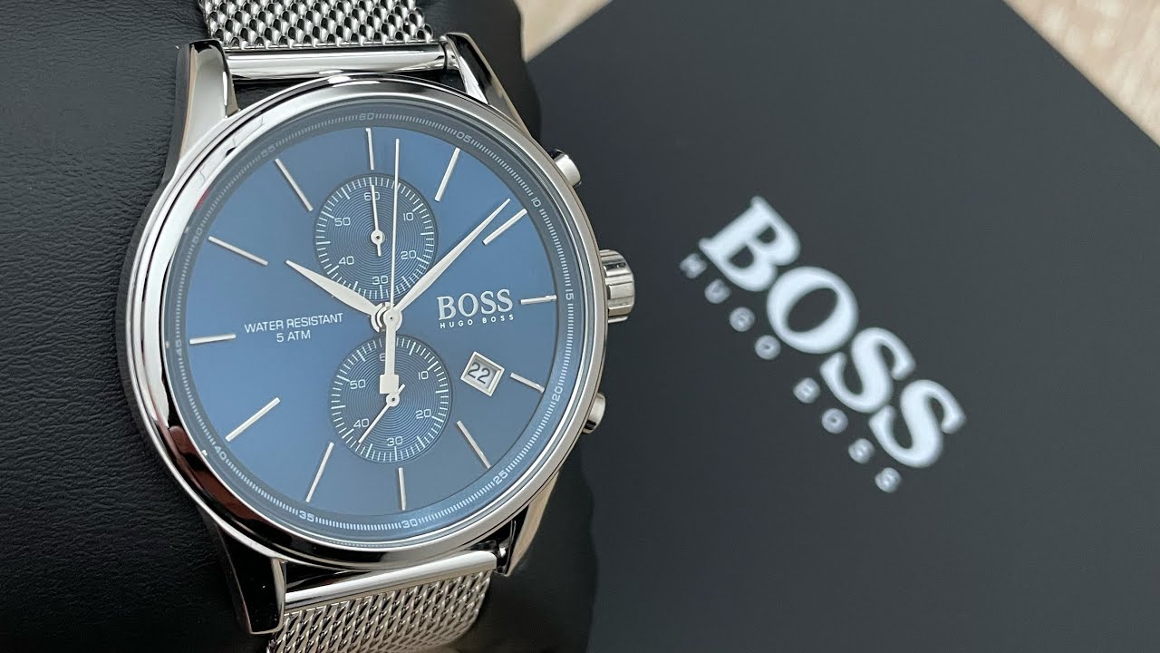 Hugo Boss Jet Blue Dial Silver Mesh Bracelet Watch for Men - 1513441 Watches Hugo Boss   