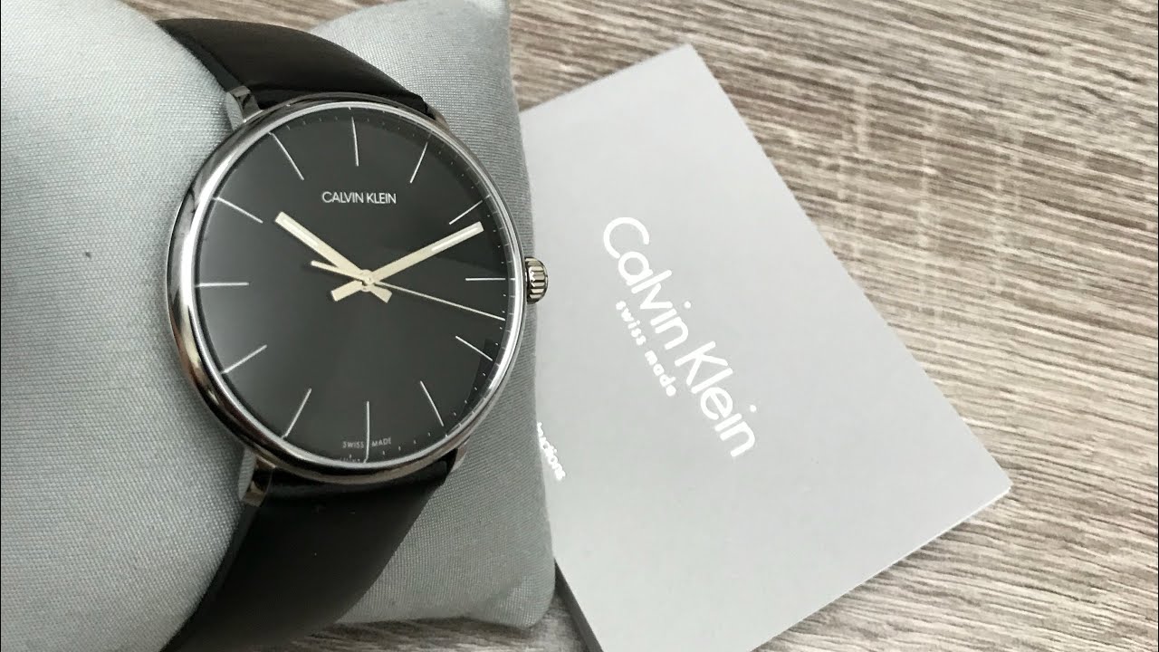 Calvin Klein High Noon Quartz Black Dial Black Leather Strap Watch for Men - K8M211C1 Watches Calvin Klein   