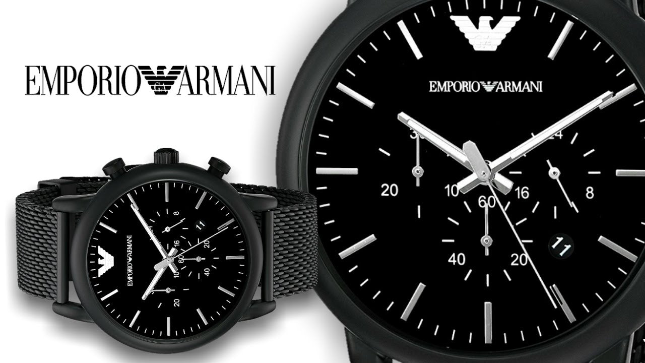 Emporio Armani Sport Chronograph Black Dial Black Mesh Bracelet Watch For Men - AR1968 Watches Emporio Armani   