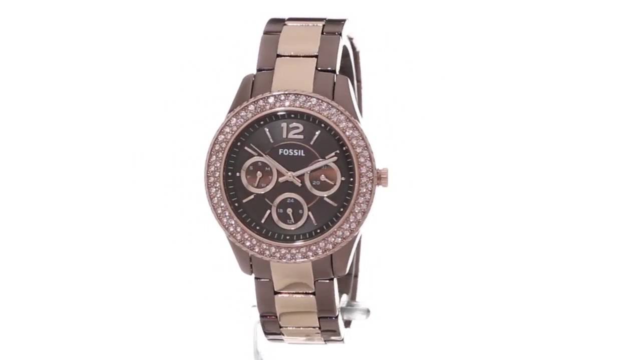 Fossil Stella Multifunction Black Dial Two Tone Steel Strap Watch for Women - ES4079 Watches Fossil   