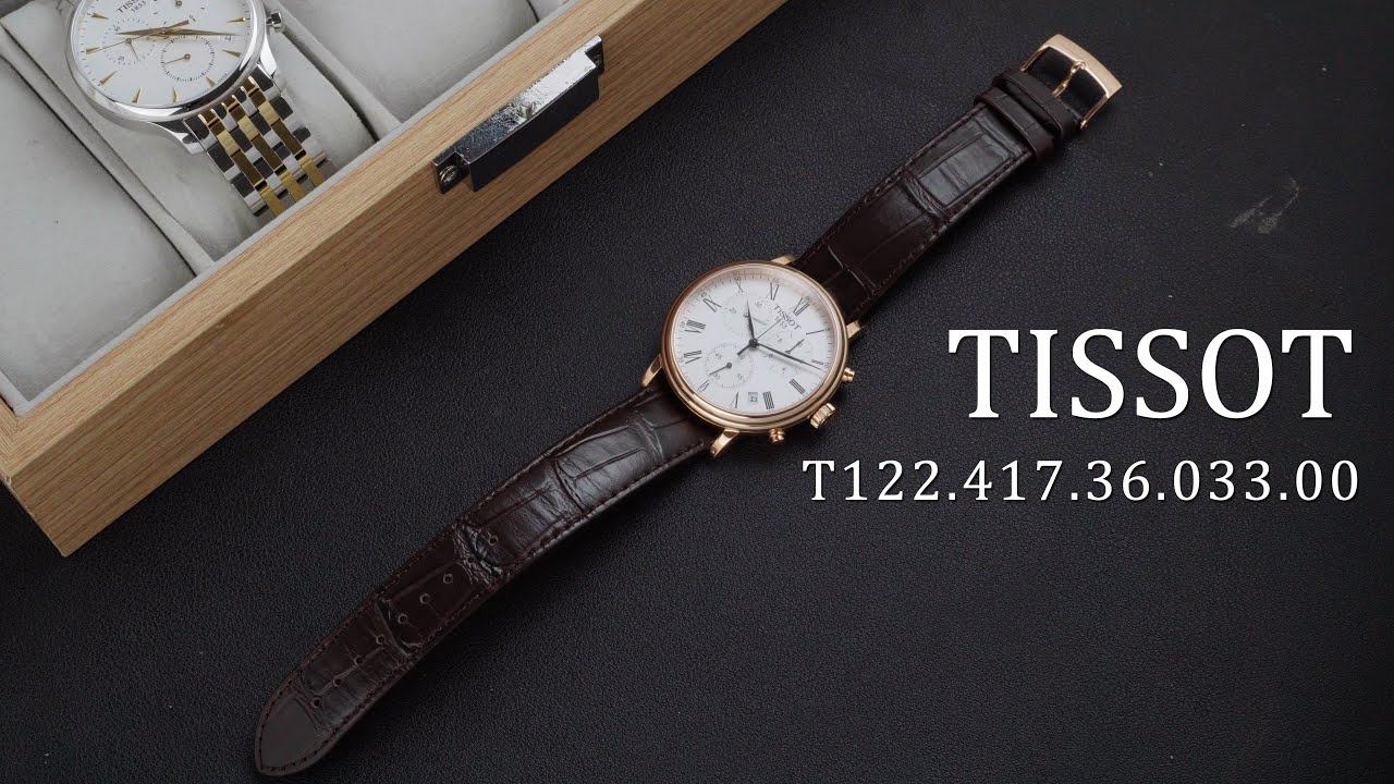 Tissot Carson Premium Chronograph White Dial Brown Leather Strap Watch For Men - T122.417.36.033.00 Watches Tissot   