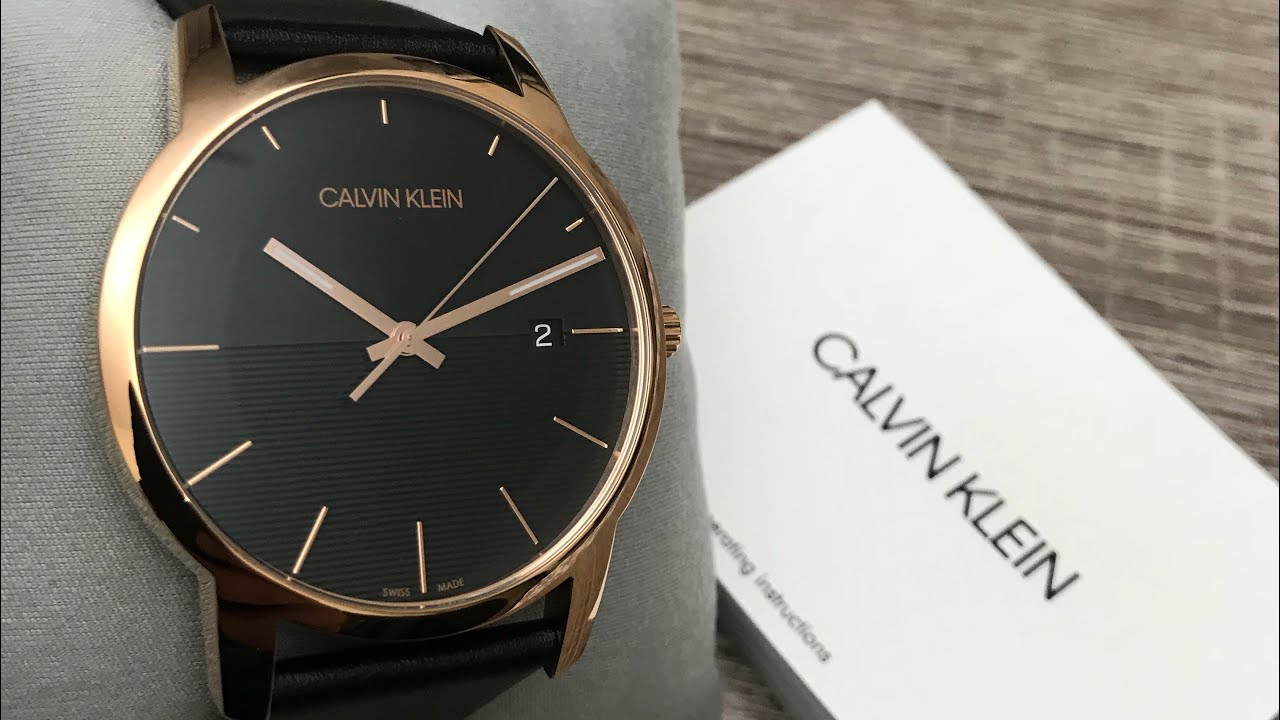 Calvin Klein City Quartz Black Dial Black Leather Strap Watch for Men - K2G2G6CZ Watches Calvin Klein   