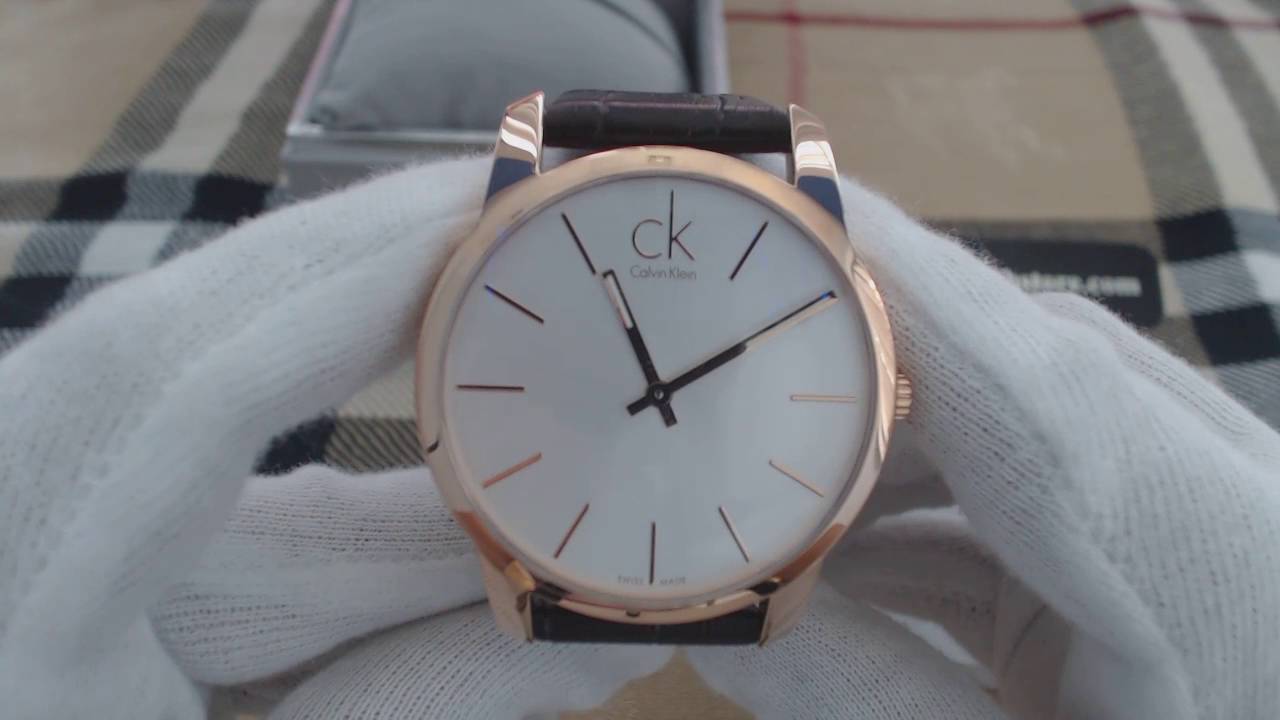 Calvin Klein City White Dial Brown Leather Strap Watch for Men - K2G21629 Watches Calvin Klein   