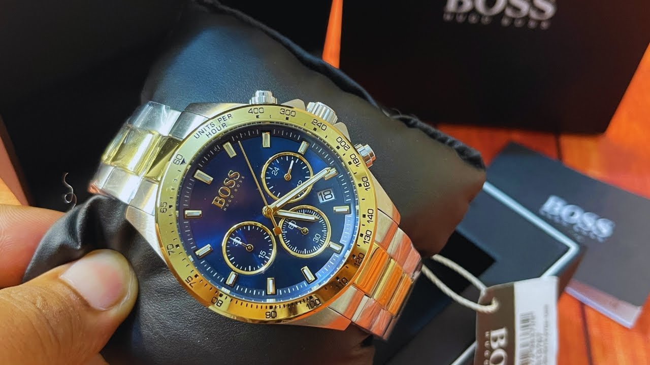 Hugo Boss Hero Blue Dial Two Tone Steel Strap Watch for Men - 1513767 Watches Hugo Boss   