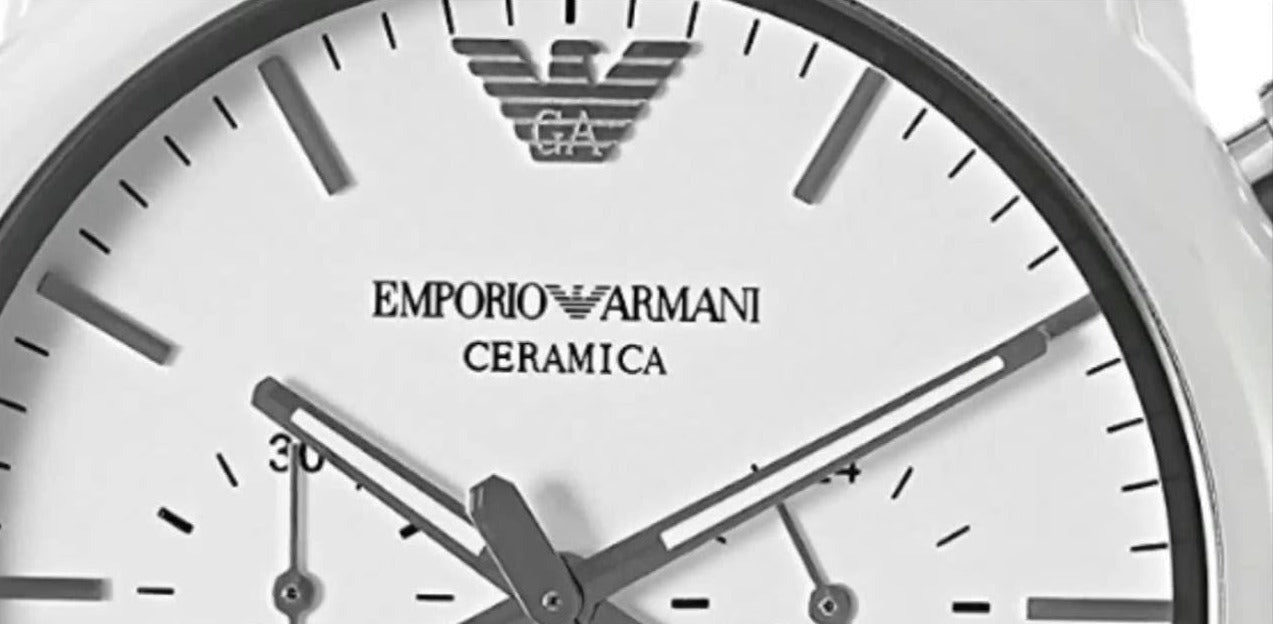 Emporio Armani Luigi Chronograph Ceramic White Dial White Ceramic Strap Watch For Men - AR1499 Watches Emporio Armani   