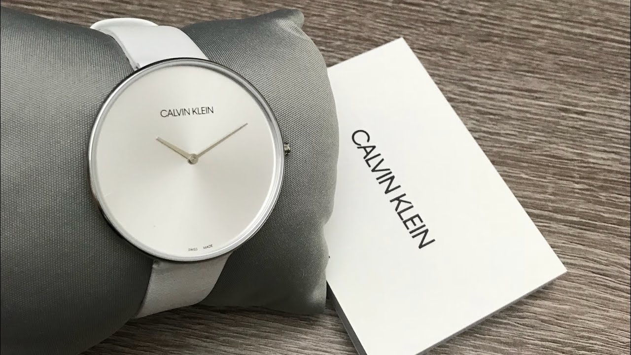 Calvin Klein Full Moon White Dial White Leather Strap Watch for Women - K8Y231L6 Watches Calvin Klein   