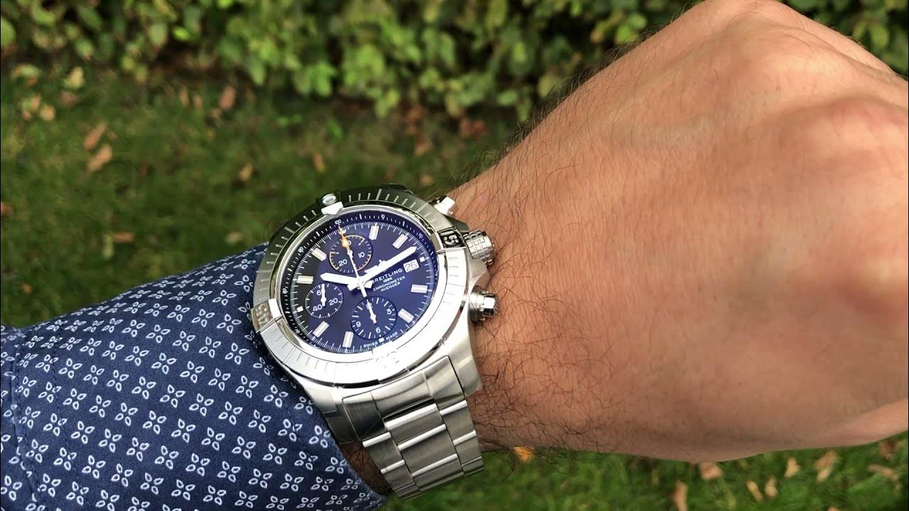 Breitling Avenger Chronograph 45mm Blue Dial Silver Steel Strap Watch for Men - A13317101C1A1 Watches Breitling   