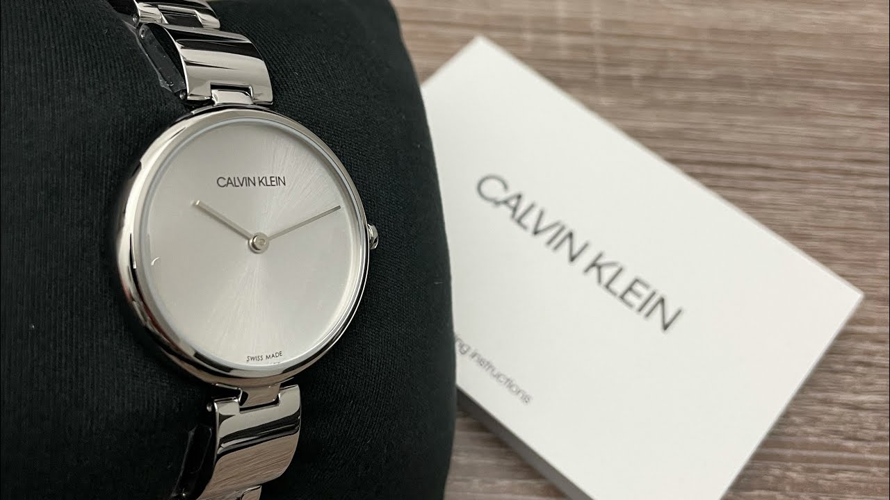 Calvin Klein Wavy Silver Dial Silver Steel Strap Watch for Women - K9U23146 Watches Calvin Klein   