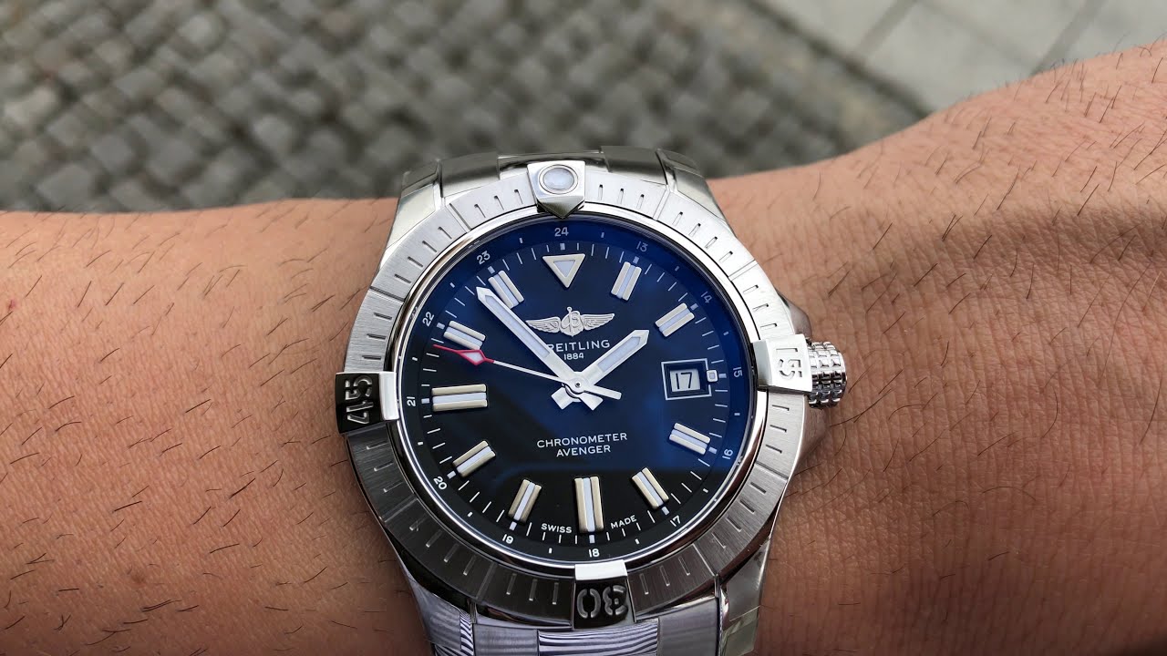 Breitling Avenger Automatic 43mm Blue Dial Silver Steel Strap Watch for Men - A17318101C1A1 Watches Breitling   