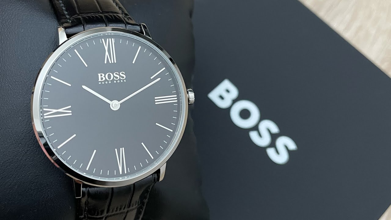 Hugo Boss Jackson Black Dial Black Leather Strap Watch for Men - 1513369 Watches Hugo Boss   