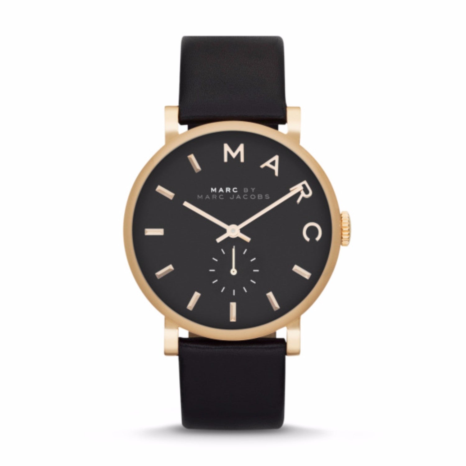 Marc Jacobs Baker Black Dial Black Leather Strap Watch for Women - MBM1269 Watches Marc Jacobs   