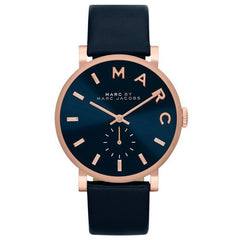 Marc Jacobs Baker Navy Blue Dial Navy Blue Leather Strap Watch for Women - MBM1329 Watches Marc Jacobs   