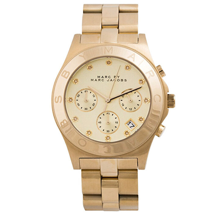 Marc Jacobs Blade Gold Dial Gold Stainless Steel Strap Watch for Women - MBM3101 Watches Marc Jacobs   