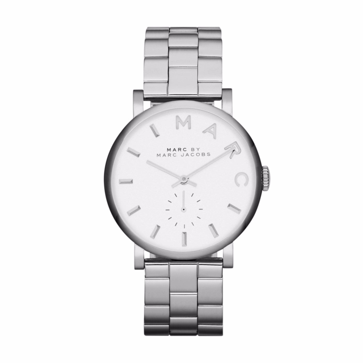 Marc Jacobs Baker White Dial Silver Stainless Steel Strap Watch for Women - MBM3242 Watches Marc Jacobs   