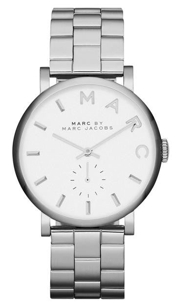 Marc Jacobs Baker White Dial Silver Stainless Steel Strap Watch for Women - MBM3242 Watches Marc Jacobs   