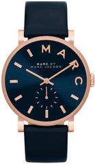 Marc Jacobs Baker Navy Blue Dial Navy Blue Leather Strap Watch for Women - MBM1329 Watches Marc Jacobs   