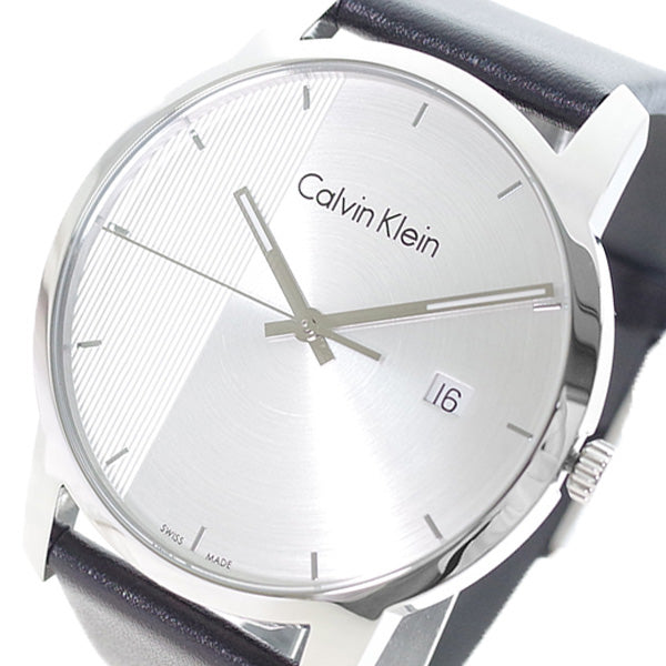 Calvin Klein City Silver Dial Black Steel Strap Watch for Men - K2G2G1CX Watches Calvin Klein   