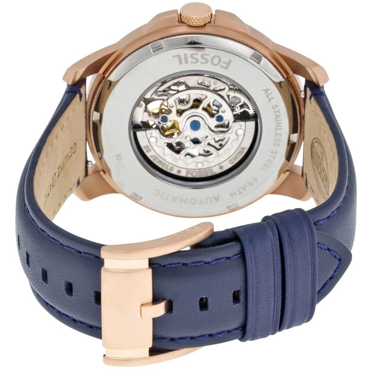 Fossil Grant Mechanical Blue Dial Blue Leather Strap Watch for Men - ME3054 Watches Fossil   