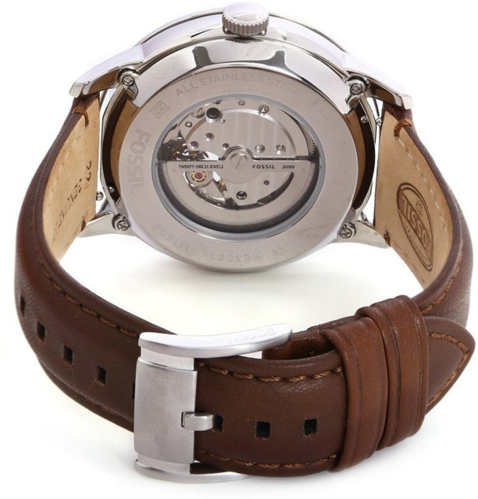 Fossil Townsman Automatic White Dial Brown Leather Strap Watch for Men - ME3064 Watches Fossil   