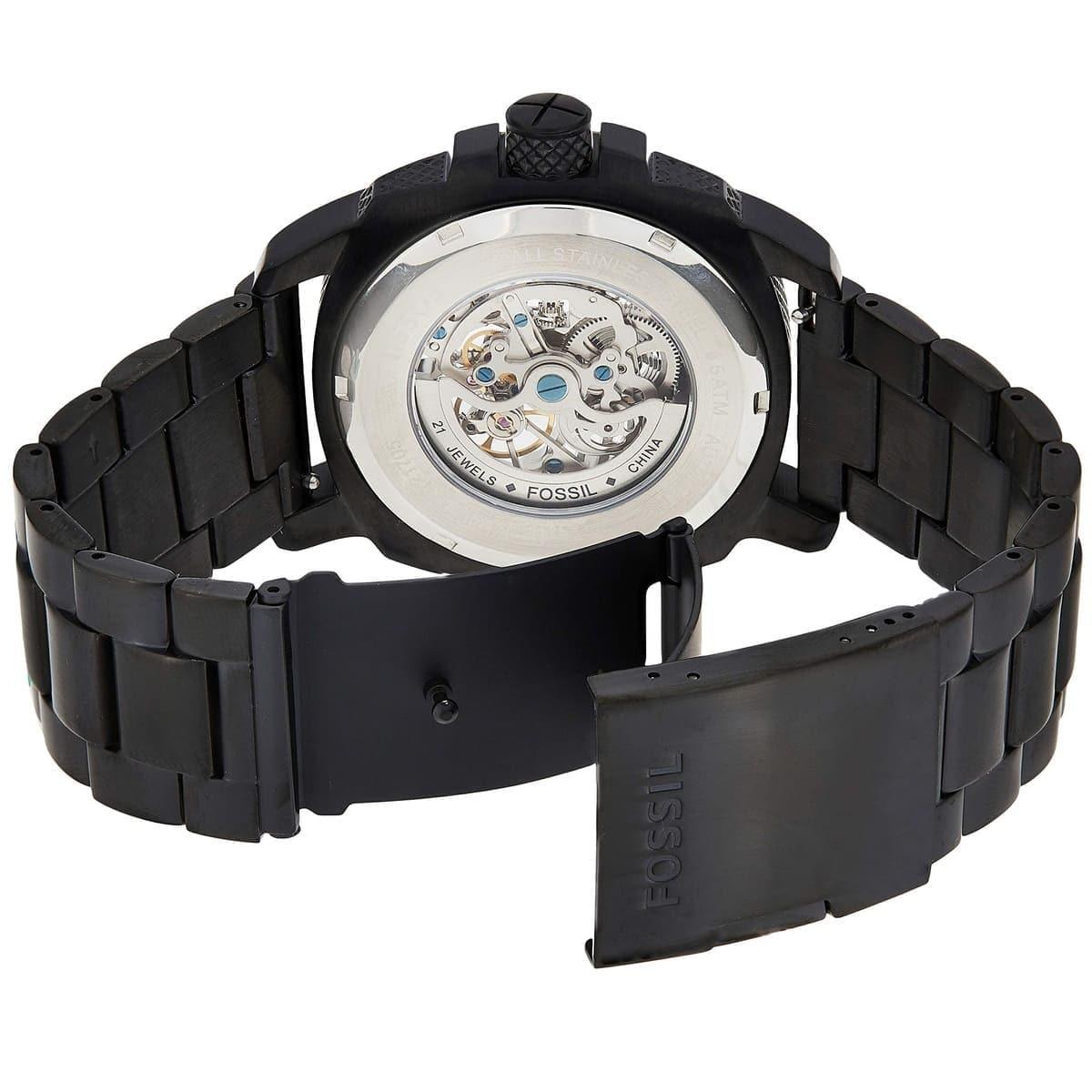 Fossil Modern Machine Automatic Skeleton Grey Dial Black Steel Strap Watch for Men - ME3134 Watches Fossil   