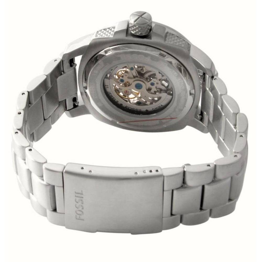 Fossil Modern Machine Automatic Silver Dial Silver Steel Strap Watch for Men - ME3081 Watches Fossil   