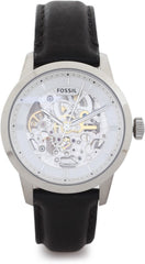 Fossil Townsman Automatic Skeleton White Dial Black Leather Strap Watch for Men - ME3085 Watches Fossil   