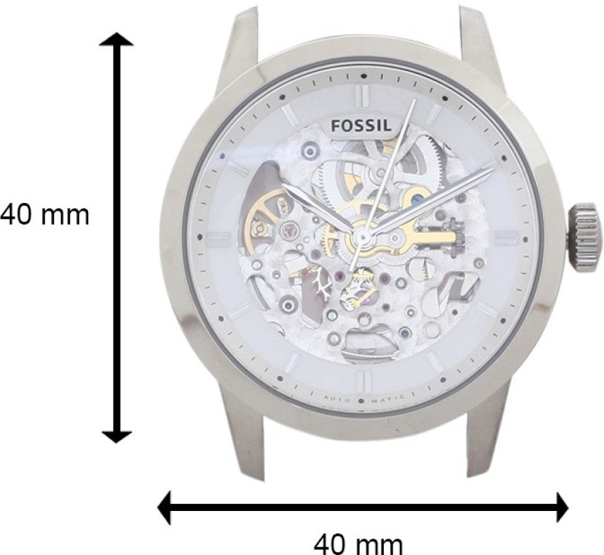 Fossil Townsman Automatic Skeleton White Dial Black Leather Strap Watch for Men - ME3085 Watches Fossil   