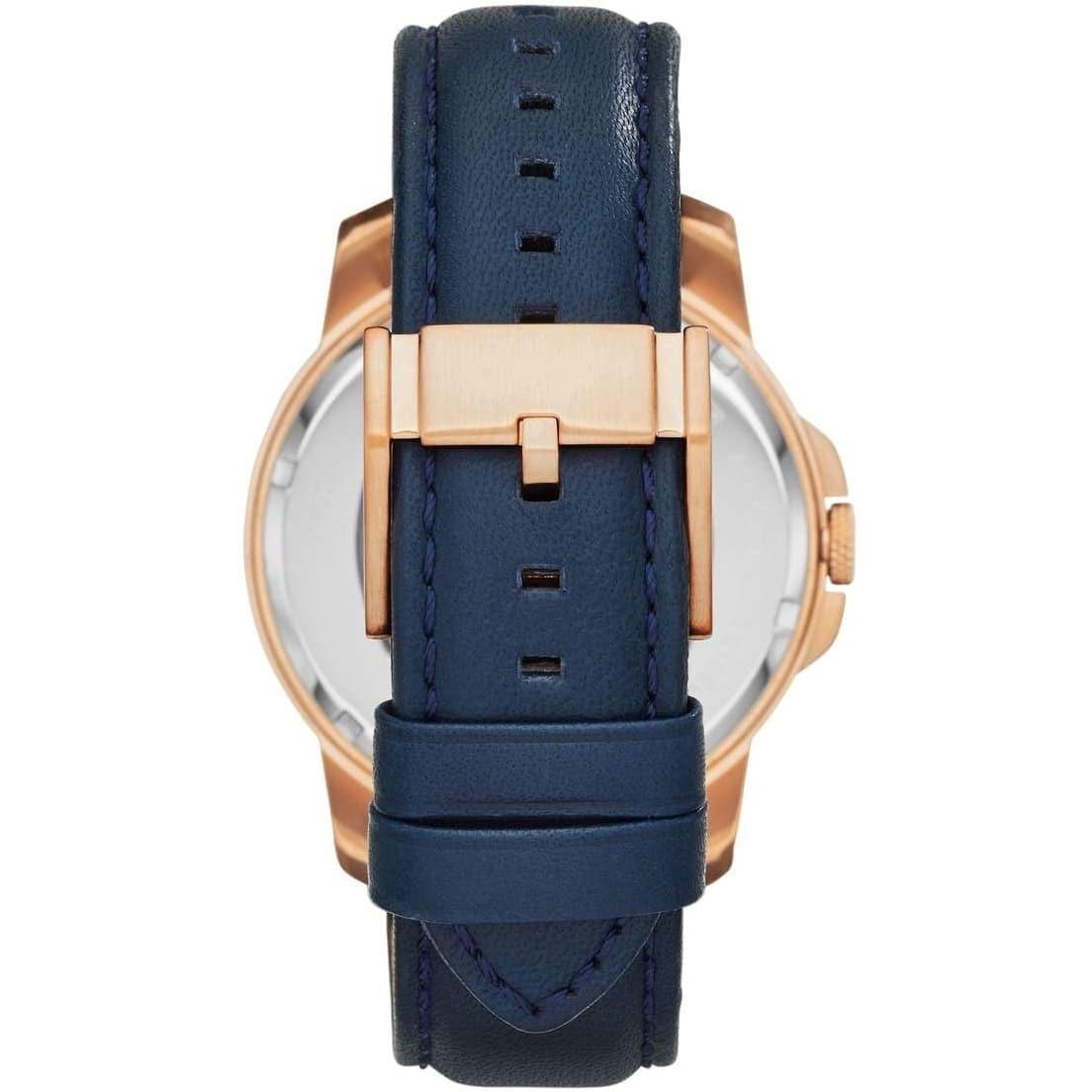 Fossil Grant Automatic Skeleton Navy Blue Dial Navy Blue Leather Strap Watch for Men - ME3102 Watches Fossil   