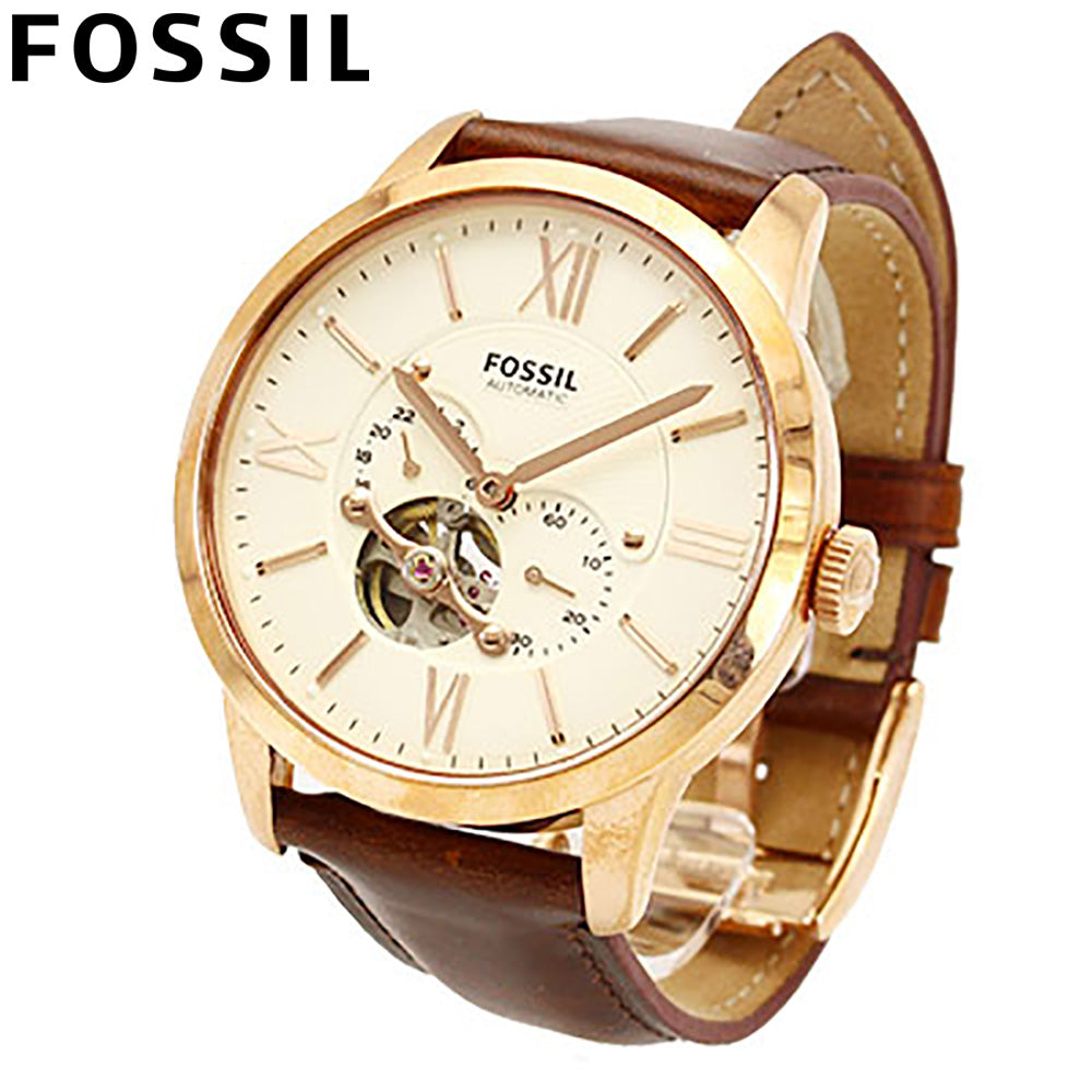 Fossil Townsman Beige Dial Brown Leather Strap Watch for Men - ME3105 Watches Fossil   