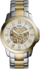 Fossil Grant Automatic Skeleton White Dial Two Tone Steel Strap Watch for Men - ME3112 Watches Fossil   