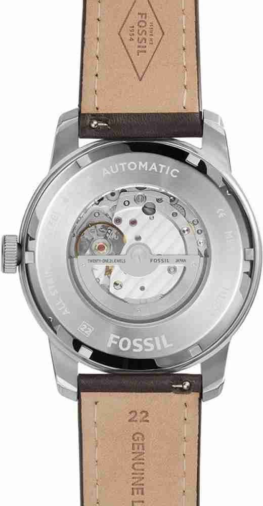 Fossil Pilot 54 Automatic Cream Dial Brown Leather Strap Watch for Men - ME3119 Watches Fossil   