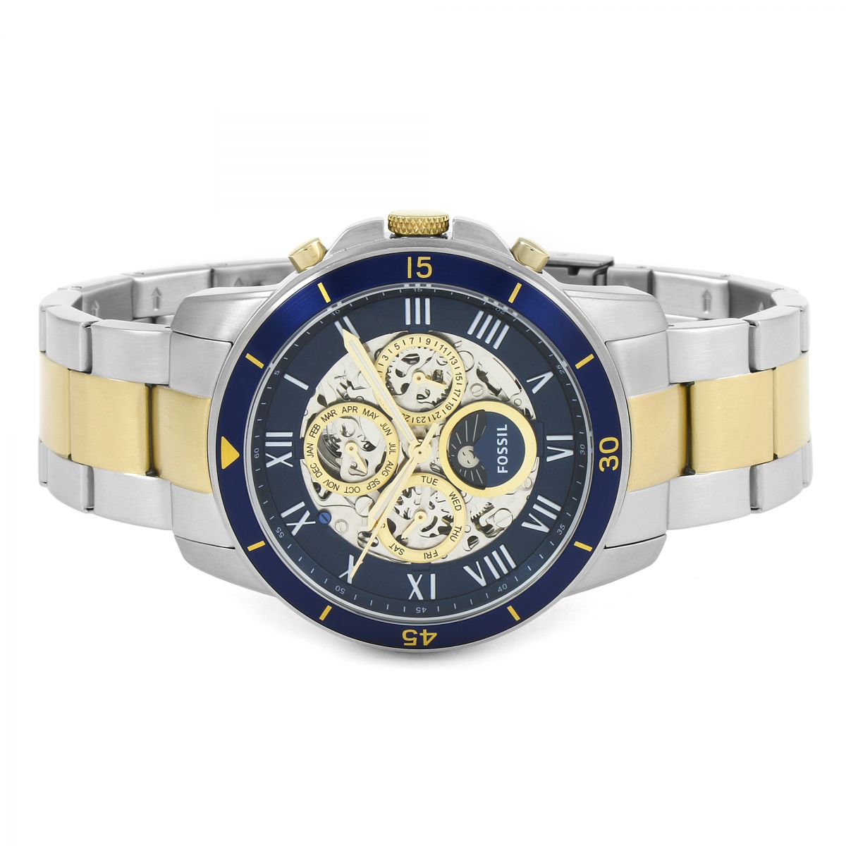 Fossil Grant Sport Automatic Skeleton Blue Dial Two Tone Steel Strap Watch for Men - ME3141 Watches Fossil   