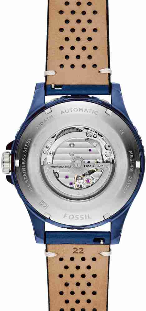 Fossil Crewmaster Sports Automatic Blue Dial Blue Rubber Strap Watch for Men - ME3149 Watches Fossil   