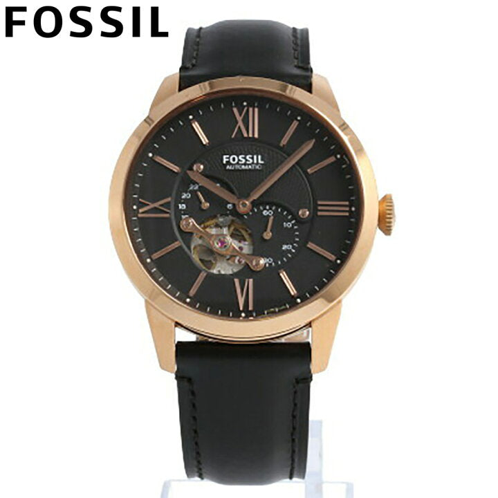 Fossil Townsman Automatic Black Dial Black Leather Strap Watch for Men - ME3170 Watches Fossil   