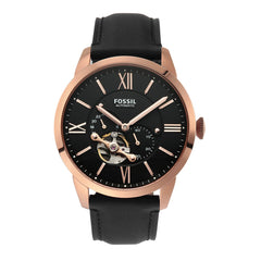 Fossil Townsman Automatic Black Dial Black Leather Strap Watch for Men - ME3170 Watches Fossil   